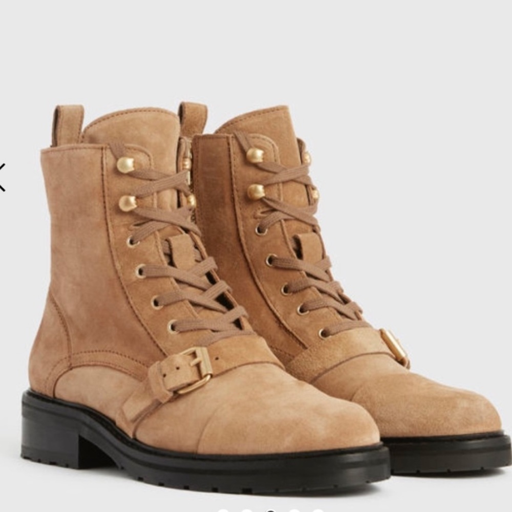 New All Saints Donita Suede Tan Boots Size 40
